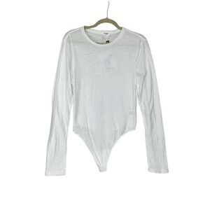 Re/DONE White Long Sleeve Boatneck Bodysuit Tee Shirt | L